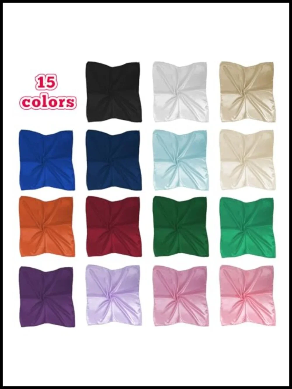 15 Pcs Womens Square Neck Scarf Mixed Solid Color Retro Satin Scarves Head